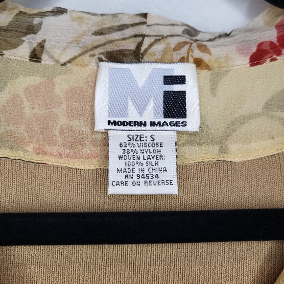 Modern Images Tan Botanical Neck-Tie Blouse - Picture 5 of 7